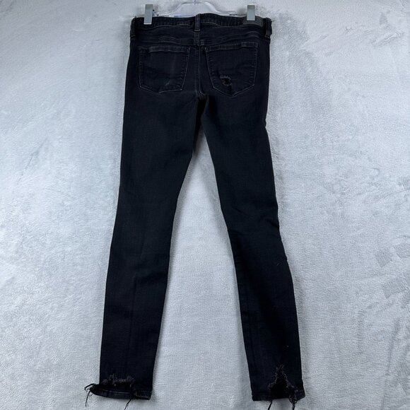 American Eagle Skinny Jeans Women's Size 4R Distressed Next Level Stretch Black - Picture 2 of 12